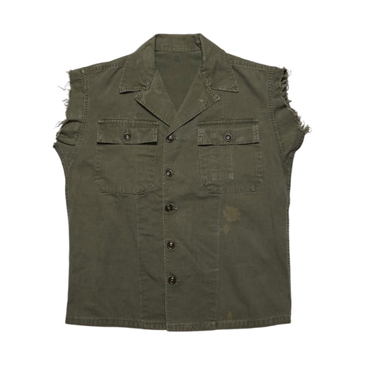 1960s Military Herringbone Twill Over Shirt Size: M/L