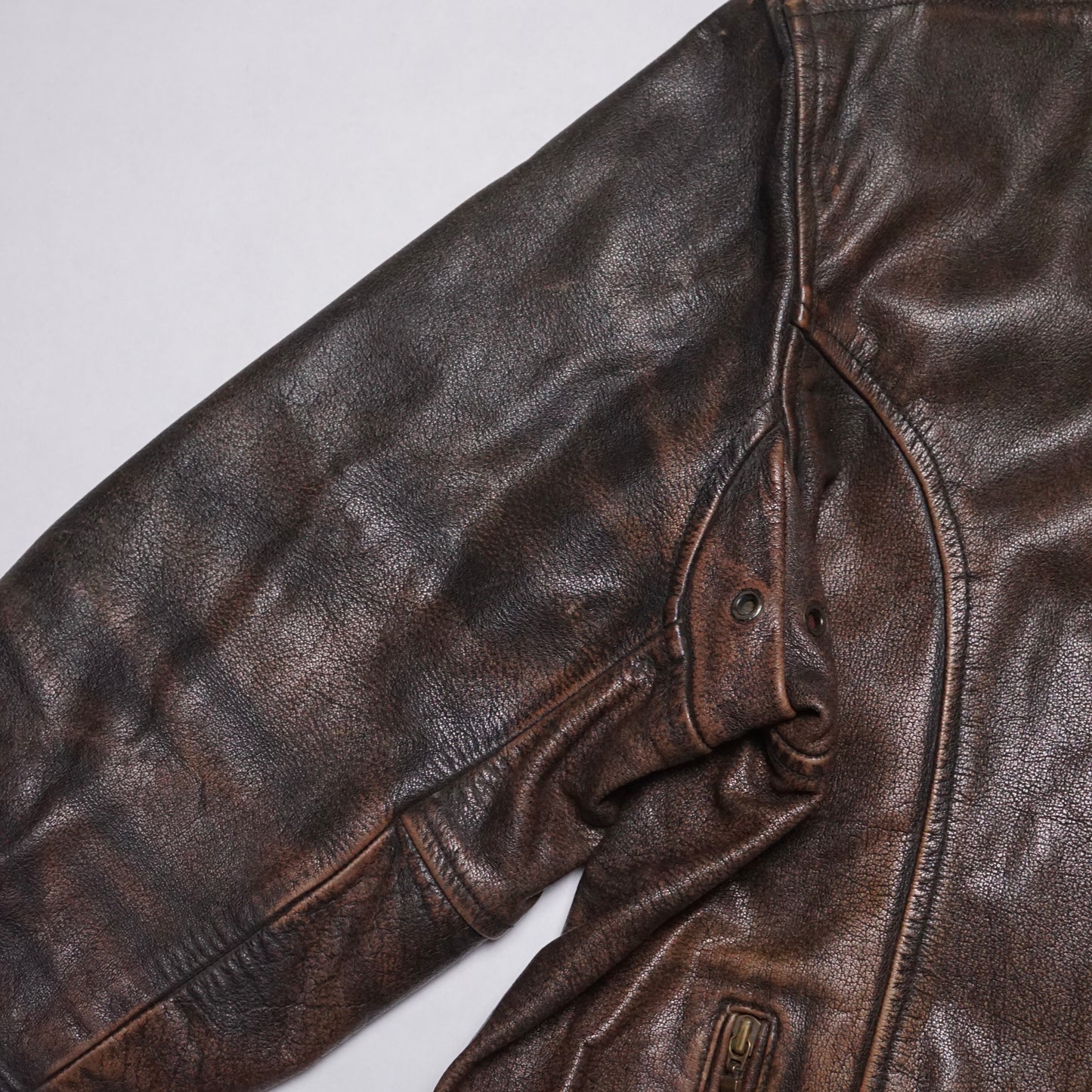 2000s Cafe Racer Leather Jacket "Brown" Size: L/XL