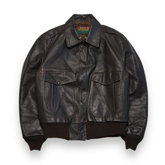 1970s Oakton Leather Bomber Jacket "Brown" Size: M/L