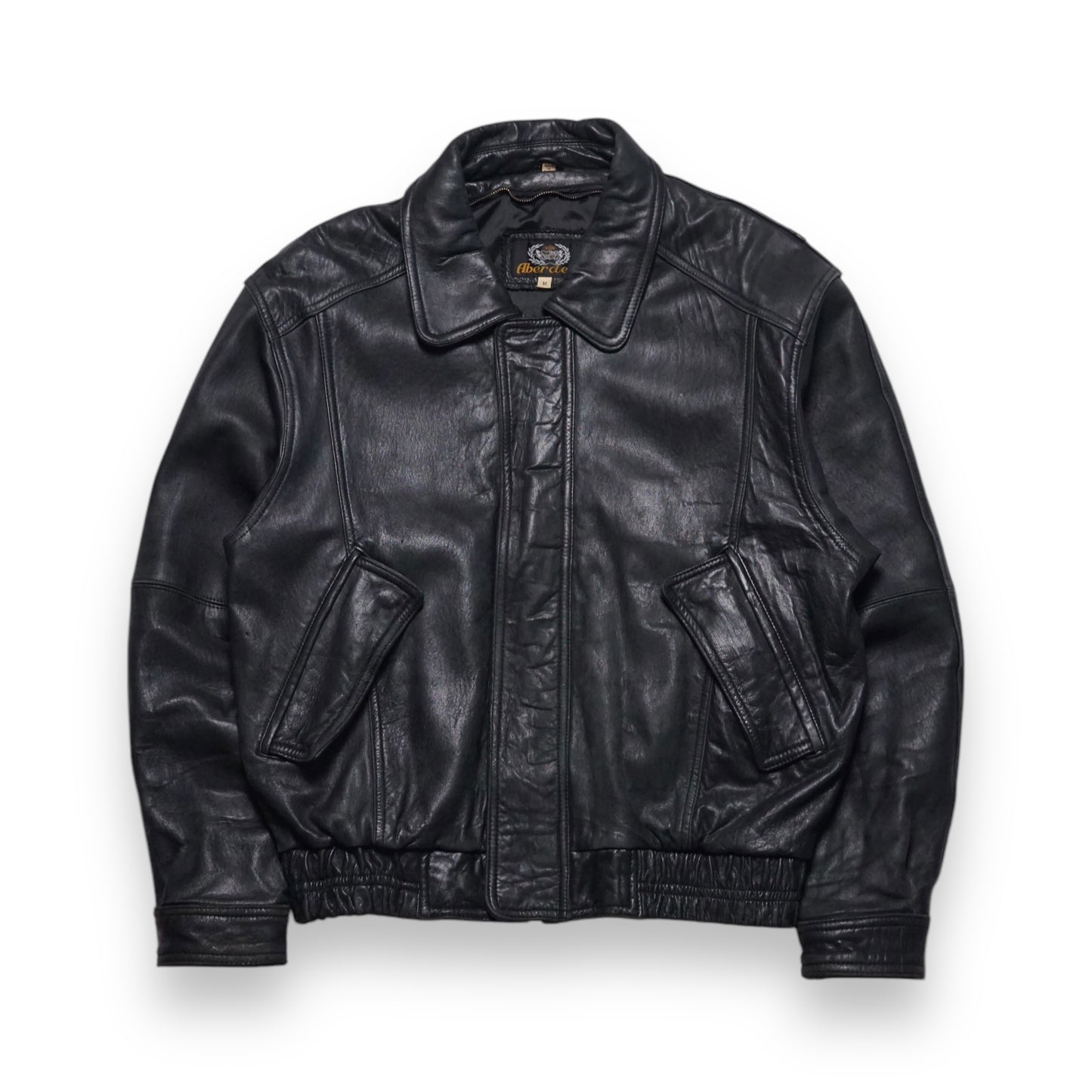 2000s Leather Bomber Jacket “Black” Size: L