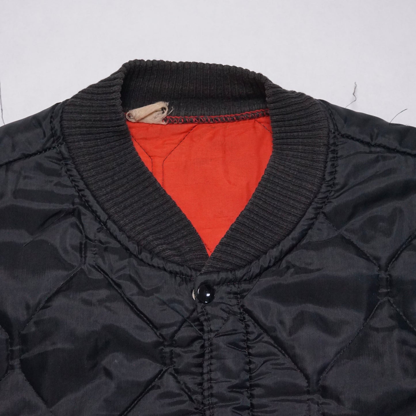 1970s Quilted Bomber Jacket “Black” Size: M