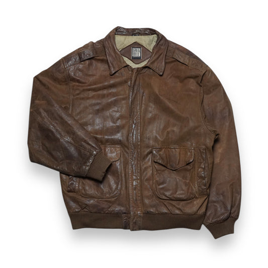 1980s Flight Leather Jacket "Brown" Size: L/XL