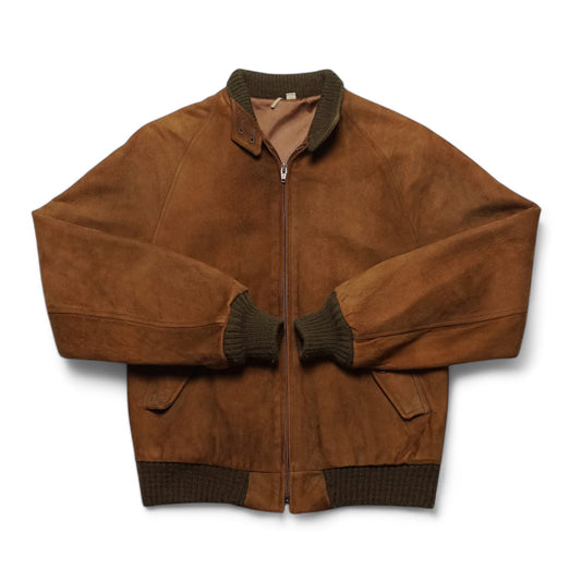 1980s Suede Bomber Jacket "Brown" Size: S