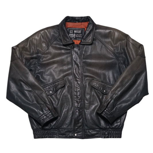 1980s Leather Bomber Jacket “Faded” Size: L