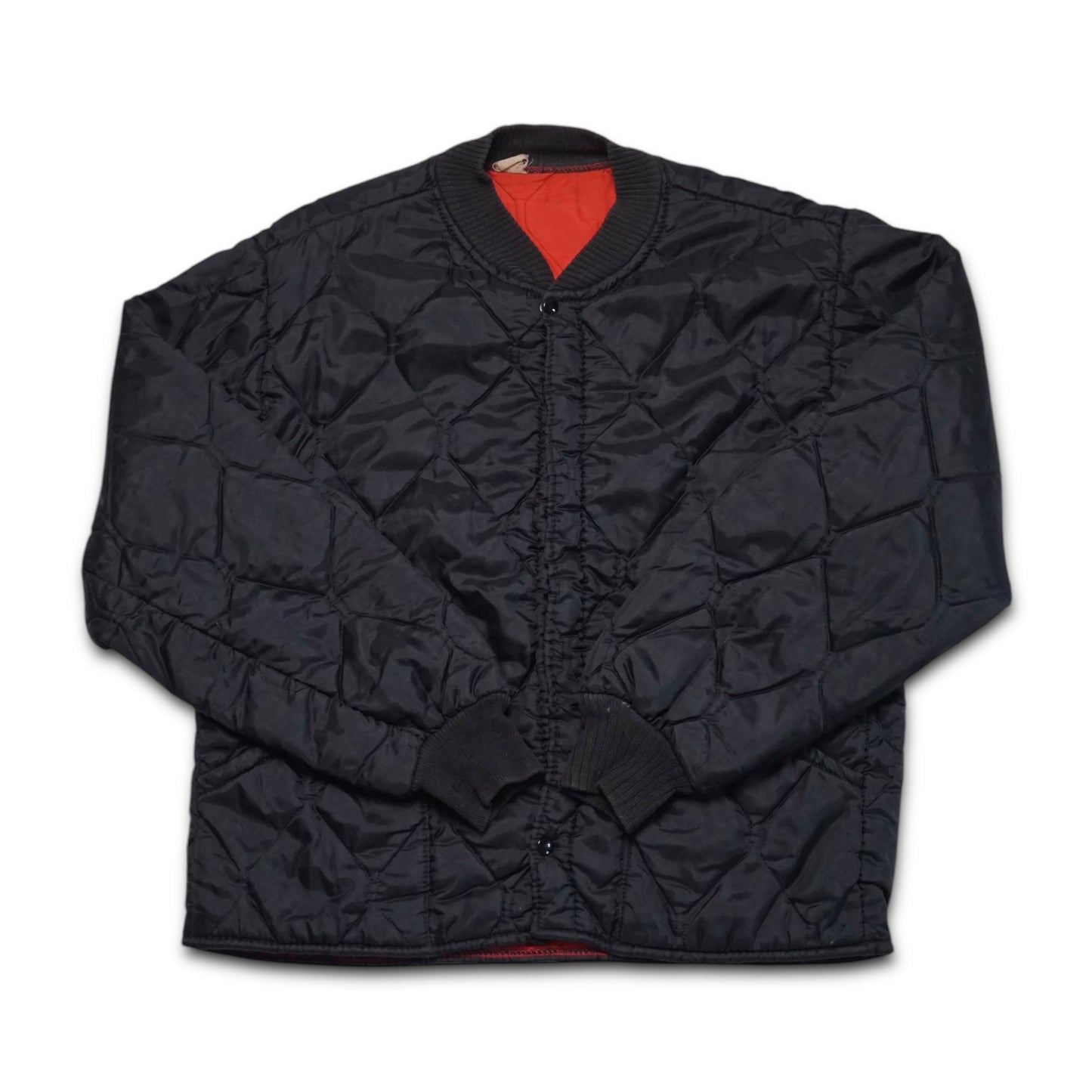 1970s Quilted Bomber Jacket “Black” Size: M