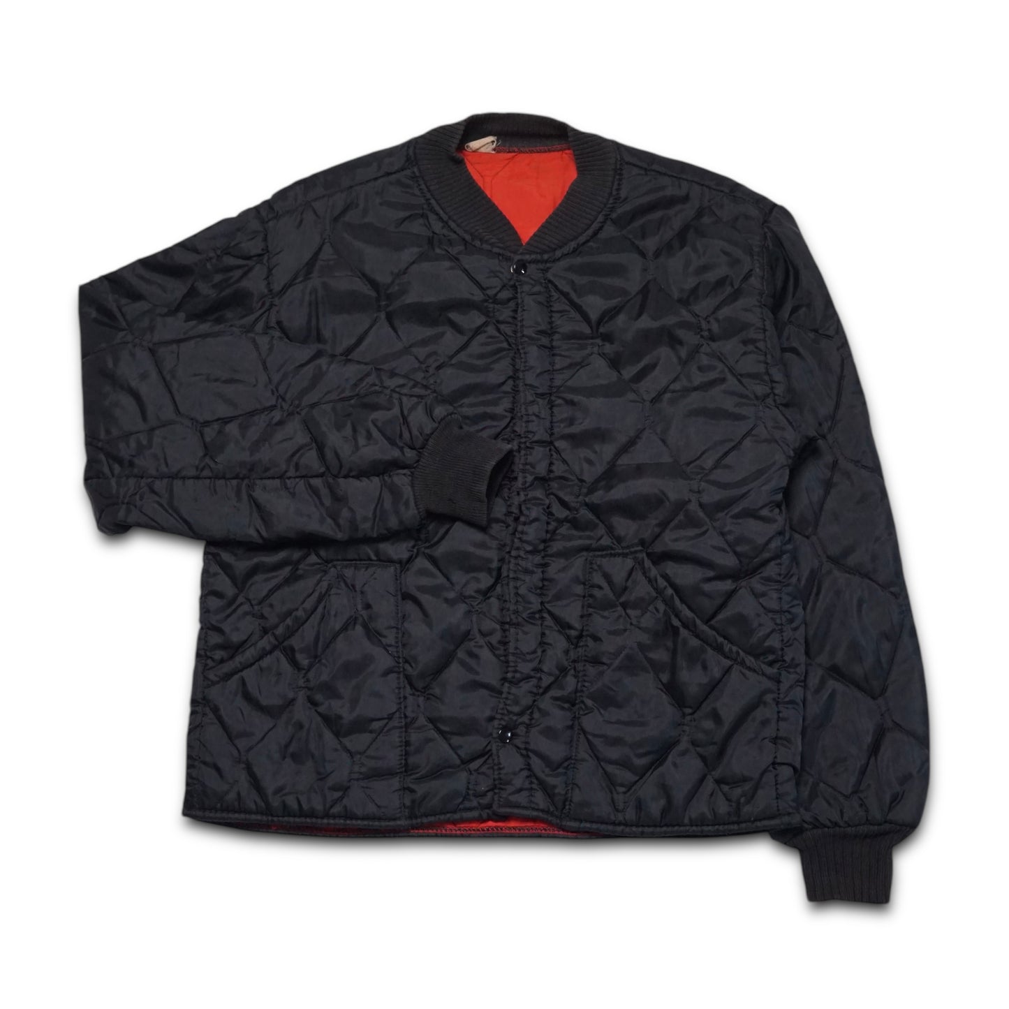 1970s Quilted Bomber Jacket “Black” Size: M