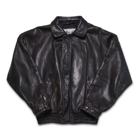 1980s Leather Bomber Jacket “Black” Size: M/L