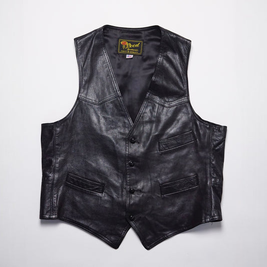 1990s Leather Vest "Black" Size: M/L