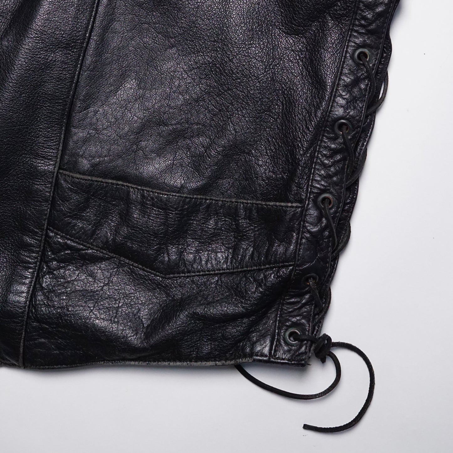 2000s Motorcycle Leather Vest "Black" Size: L/XL