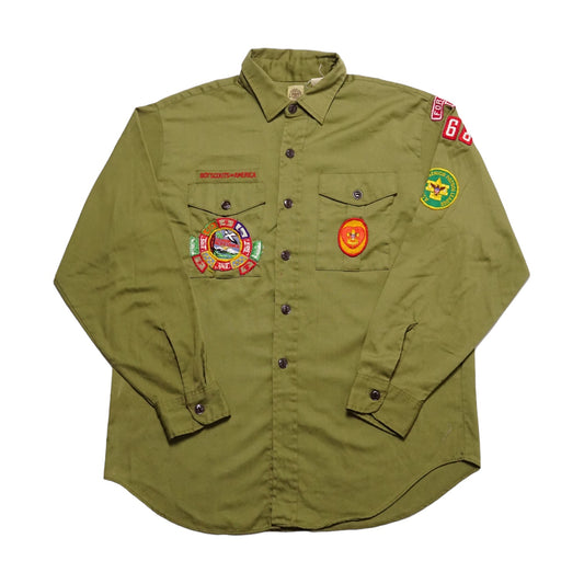 1970s Boy Scout Over Shirt "Olive" Size: M