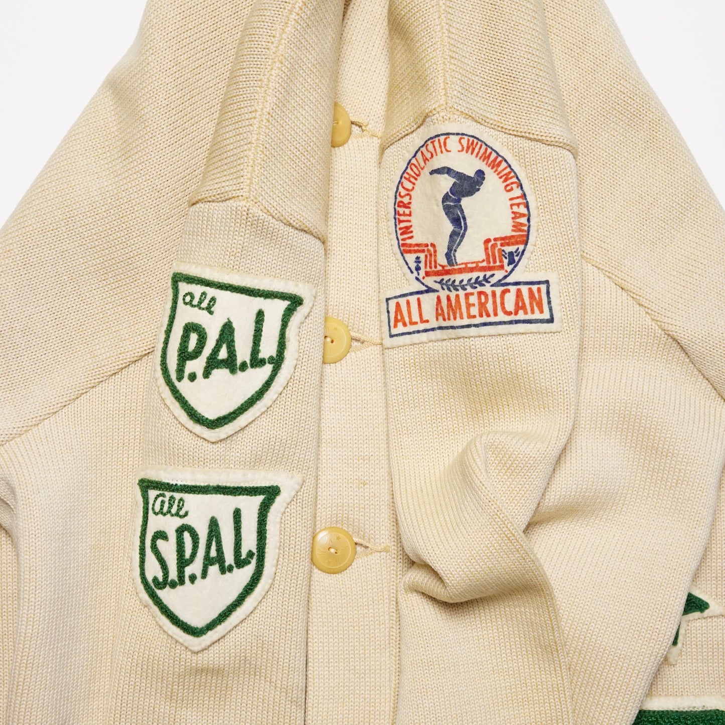 1950s Varsity Letterman Cardigan "Cream" Size L/XL