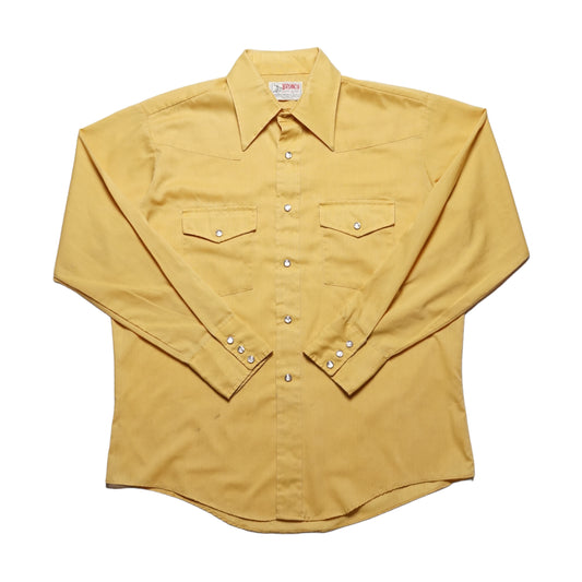 1960s Bronco Pearl Snap "Yellow" Size: L