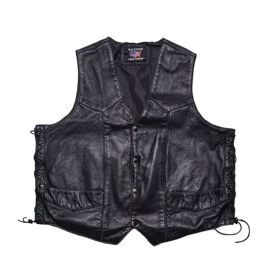 2000s Motorcycle Leather Vest "Black" Size: L/XL