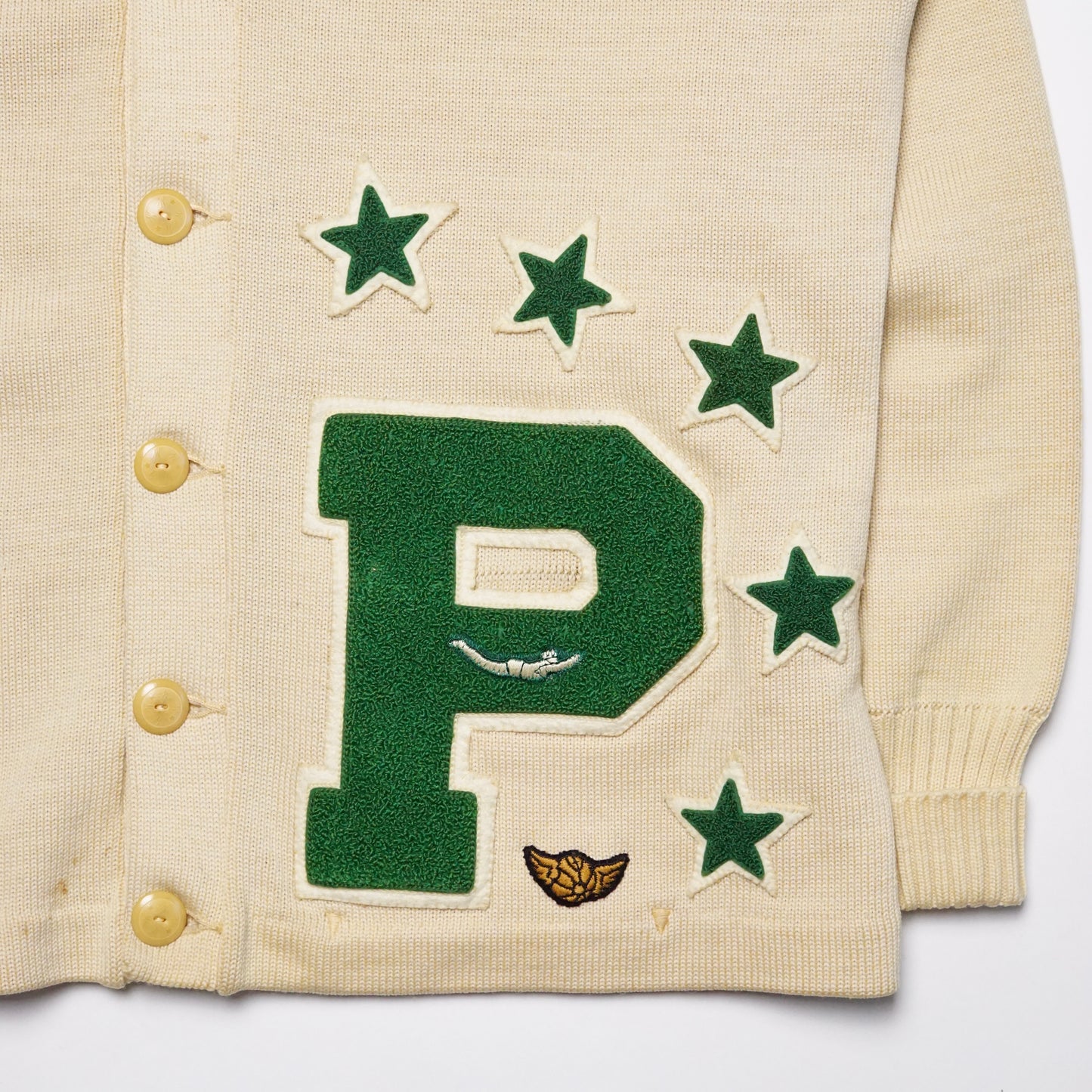 1950s Varsity Letterman Cardigan "Cream" Size L/XL