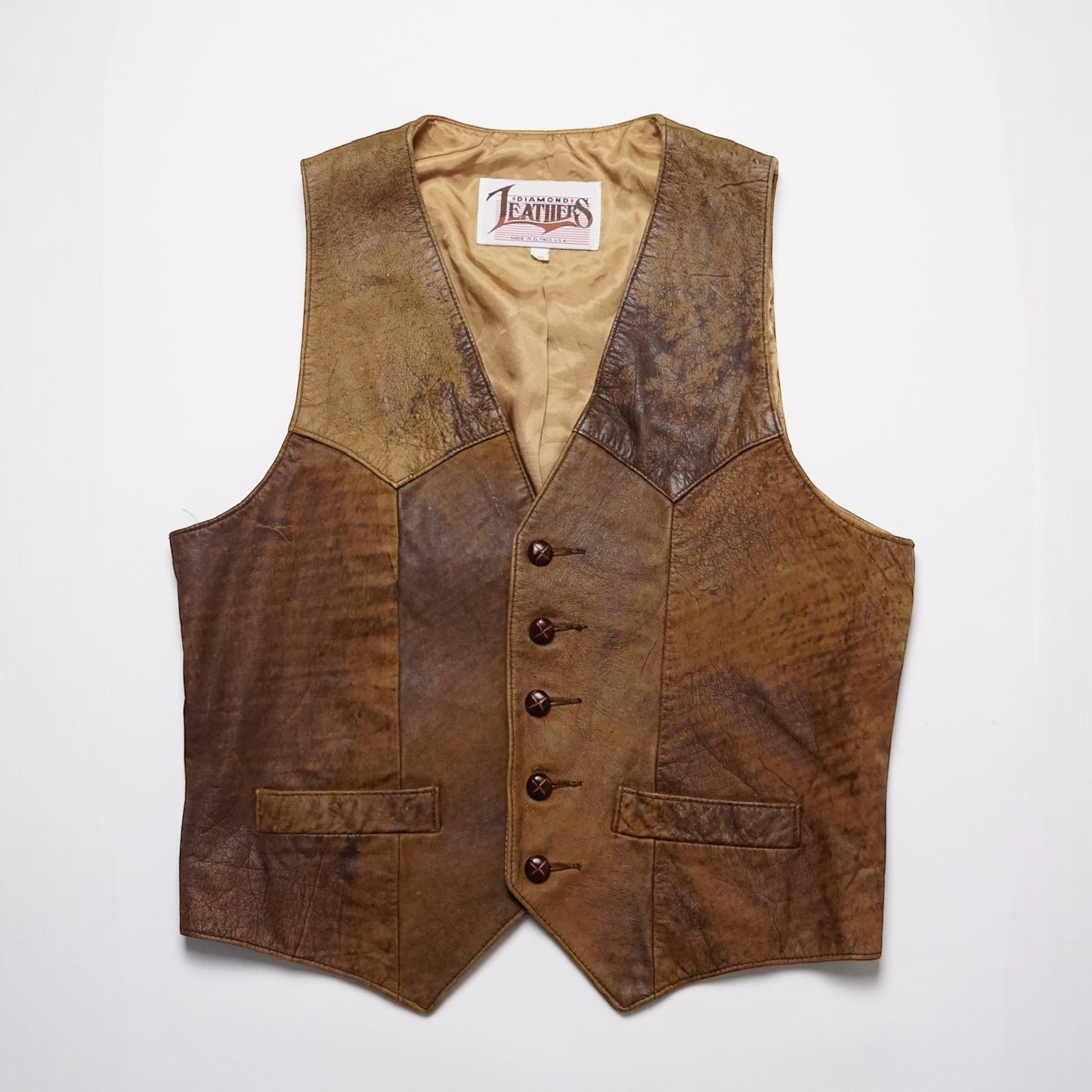 1980s Leather Vest "Brown" Size: M