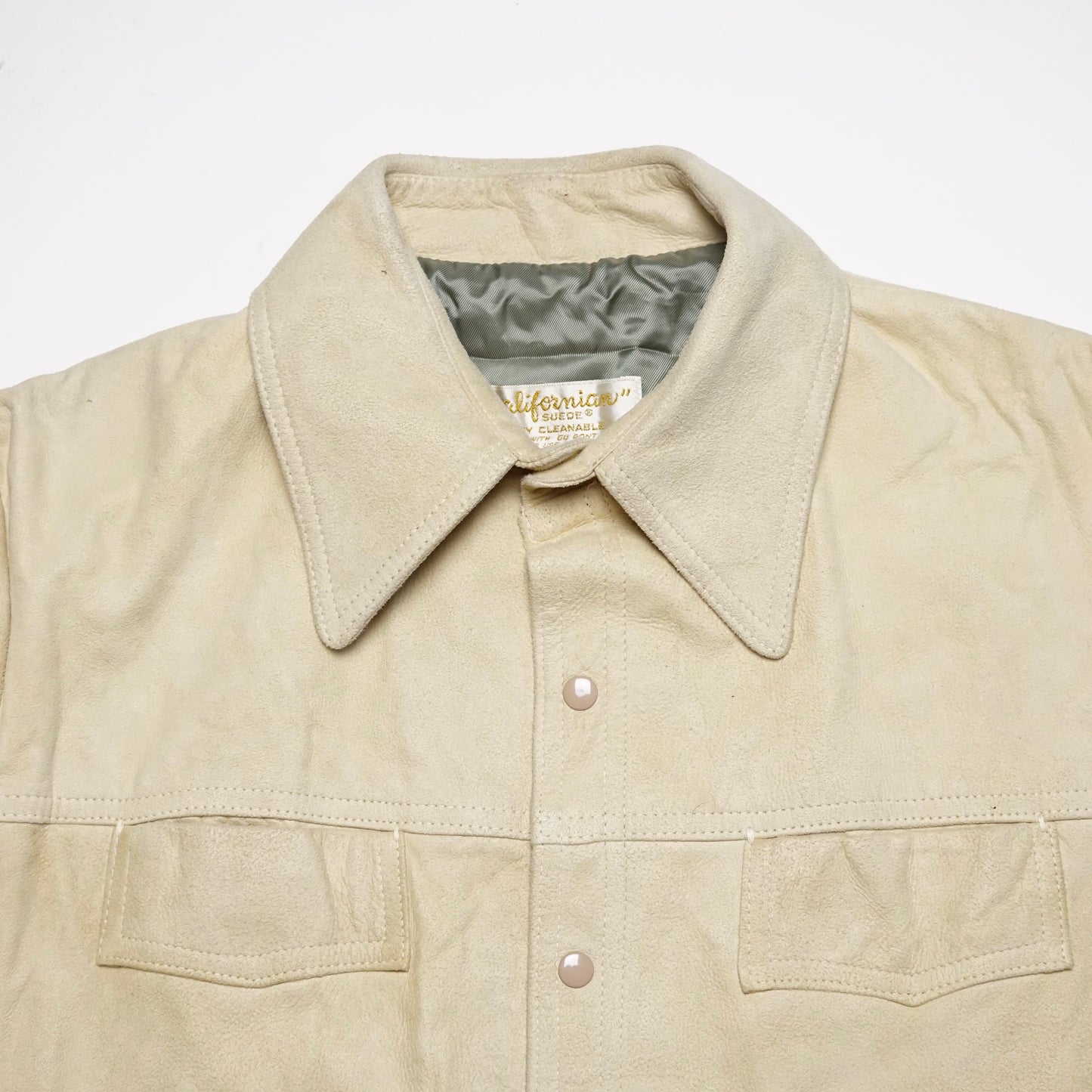 1970s Suede Over Shirt Jacket "Cream" Size: L