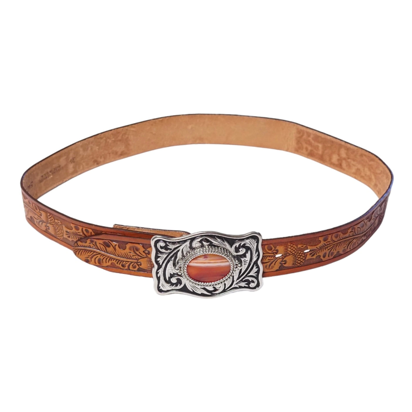 1970s Silver Buckle Belt "Brown" Size: OS