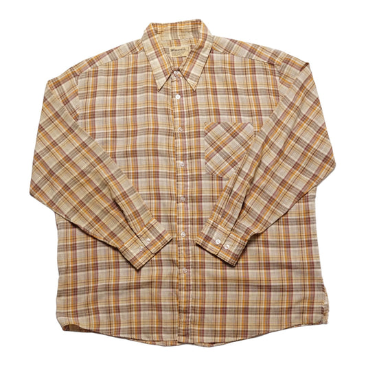 1970s Cotton Flannel "Tan" Size: L/XL